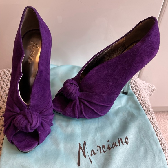 MARCIANO Vintage - Purple with Silver Heels - Suede Knot Booties - Picture 7 of 9
